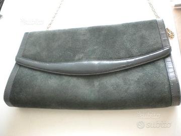 Borsa camoscio pelle grigia Vintage