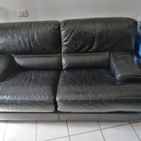 DIVANO BIPOSTO IN PELLE NERA ROCHE BOBOIS