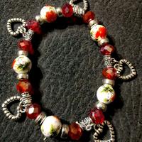 BRACCIALE / BRACCIALETTO elastico ROSSO - CUORE