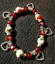 BRACCIALE / BRACCIALETTO elastico ROSSO - CUORE