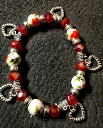 BRACCIALE / BRACCIALETTO elastico ROSSO - CUORE