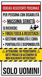 Cerc0 Assistente UOMO per disabile NO PERDITEMP0