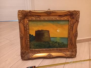 quadro con paesaggio olio su tela autore Uva
