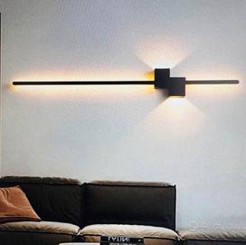 Lampada LED moderna da parete nera 60 cm,