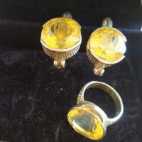 parure anello+orecchini argento con topazio giallo