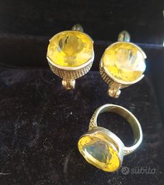 parure anello+orecchini argento con topazio giallo