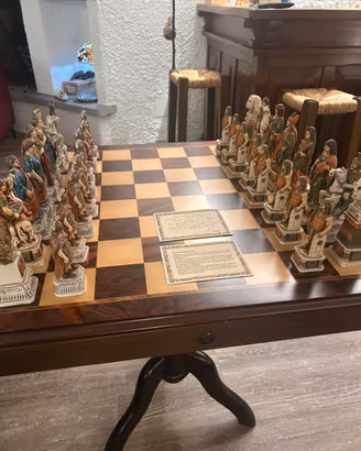 Tavolino Scacchi Nigri Battaglia di Azio 73x73 h78
