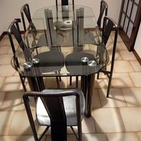 tavolo cristallo cm.160x80 zanotta con n 6 sedie 