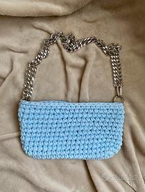 Borsa a spalla handmade crochet azzurra