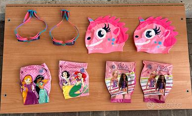 2 Kit Piscina, Braccioli + Occhialini + Cuffia