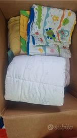 set piumone,lenzuola con sacco per lettino bimba i
