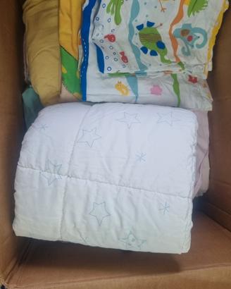 set piumone,lenzuola con sacco per lettino bimba i