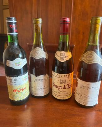4 bottiglie vino vintage anni '60-'70