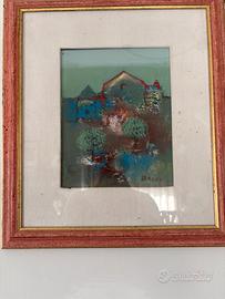 Quadro bacosi paesaggio con case