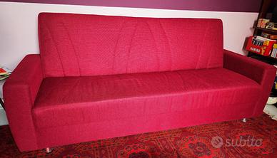 Divano letto 3 posti rosso scuro