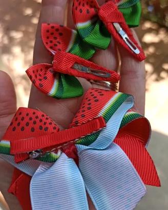 Set fiocco e mollette clips coordinati anguria NUO