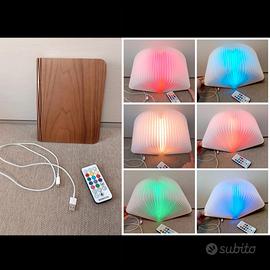 lampada libro in legno con led multicolore 