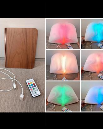 lampada libro in legno con led multicolore 