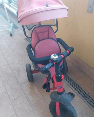 triciclo, bici con asta e cappottina