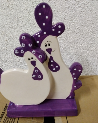Coppia galline in ceramica