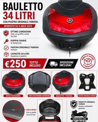 Bauletto 34 lt + piastra originale Yamaha