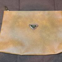Pochette trousse vintage marrone cammello pelle