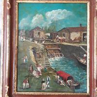 Dipinto olio su tela firmato con scena all’anti