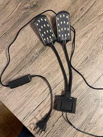 Lampada LED acquario doppio braccio flessibile