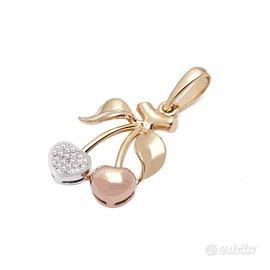 Ciondolo ciliegie in oro e diamanti