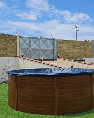 Piscina GRE fuori terra acciaio effetto legno