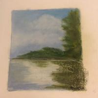 Disegno pastelli su carta "Lago di Venere"