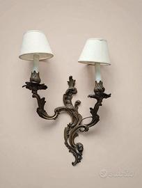 Applique vintage bronzo 2 luci barocca