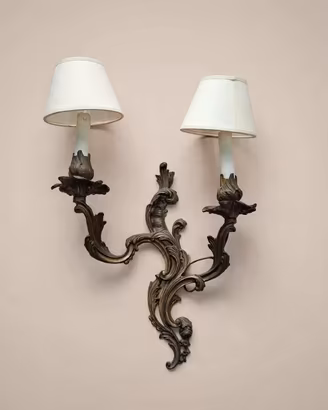 Applique vintage bronzo 2 luci barocca