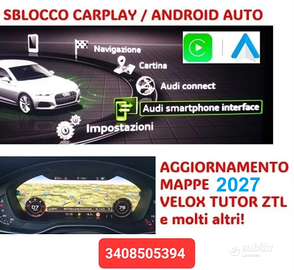 Sblocco Attivazione CARPLAY ANDROID AUTO Audi