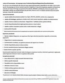 Produzione/Operaio/Magazziniere/Guardiola/Autista