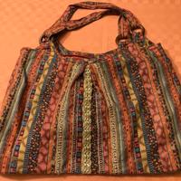 BORSA in cotone FANTASIA con passamaneria DORATA