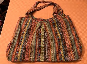 BORSA in cotone FANTASIA con passamaneria DORATA