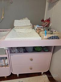 Fasciatoio e culla lettino myllra rosa cipria