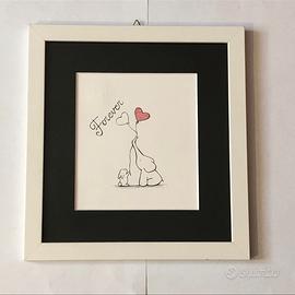 Quadro Elefante e coniglio frase Forever cornice