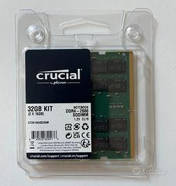 Crucial 32GB Ram DDR4 per portatile/notebook