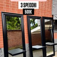 3 SPECCHI con mensola da Parrucchiere