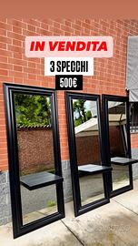 3 SPECCHI con mensola da Parrucchiere