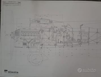 Disegno tecnico caccia Fiat C.R.32  con armamenti 