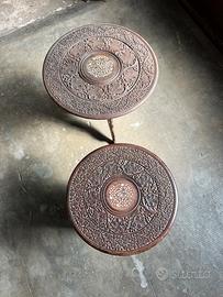 Tavolino vintage indiano in legno con intarsi