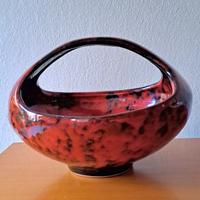 Ciotola ceramica ungherese rossa e nera vintage