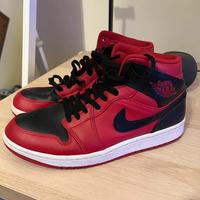 Jordan 1 Mid Red Black and white