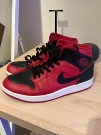 Jordan 1 Mid Red Black and white
