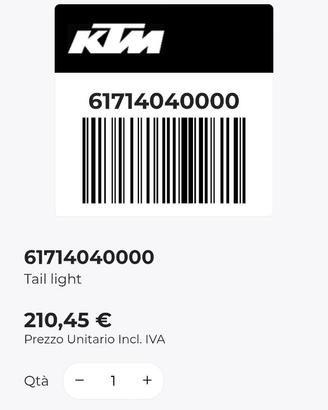 Fanale posteriore KTM 1290 Super Duke