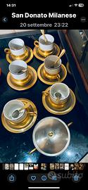 Set da Caffe’ in porcellana e ottone