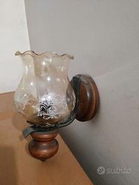 Applique da parete in legno e ferro battuto